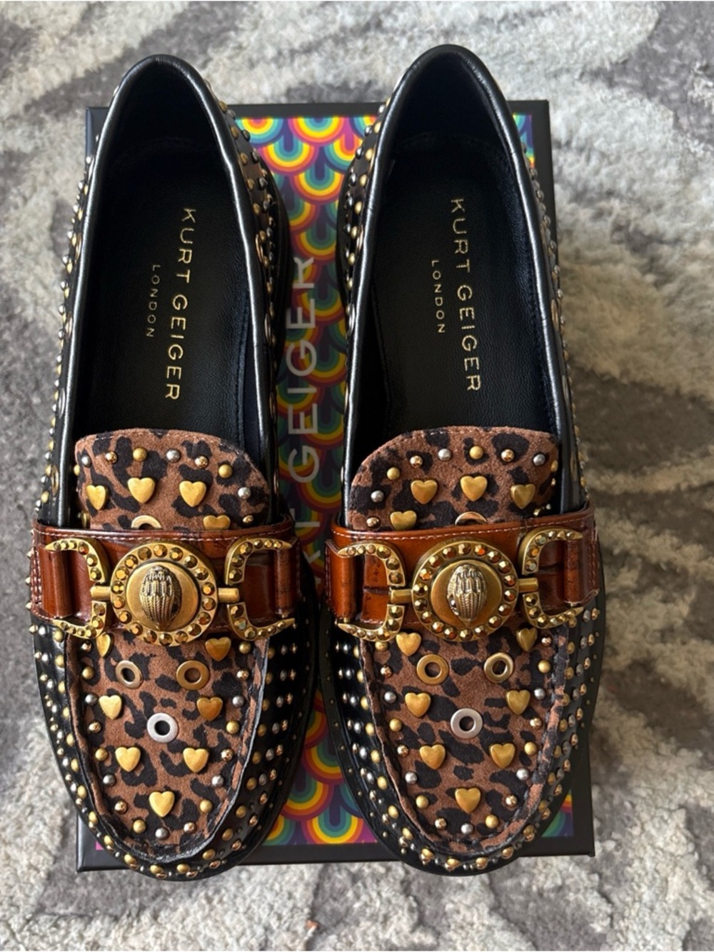 Kurt Geiger London, the Mansion Studded Bit Buckle Leather Loafers US -9